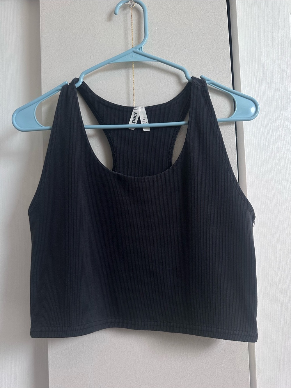 Women's Pact Organic On the Go-To Rib Crop Tank XL Black